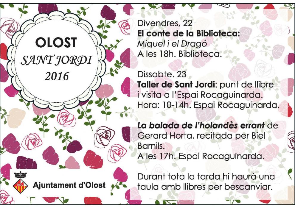 Actes previstos per Sant Jordi a Olost